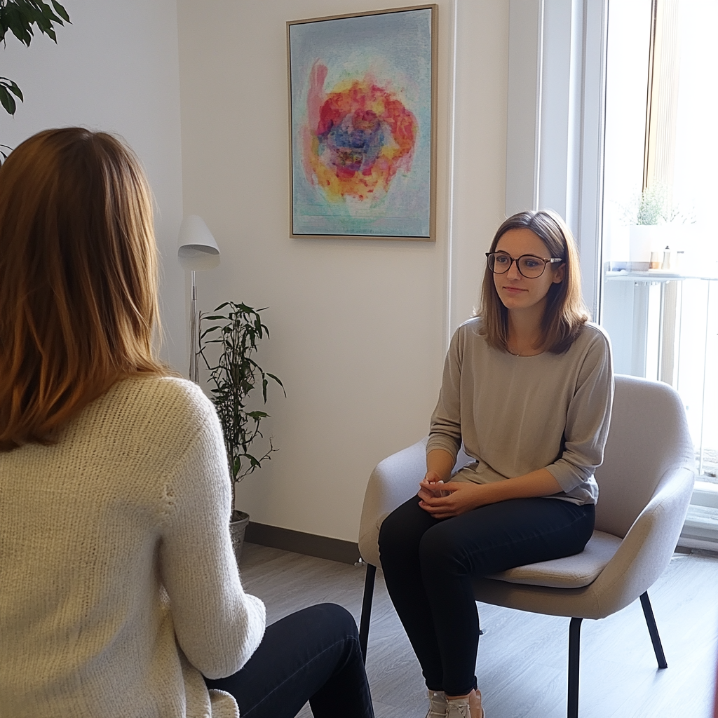 Consultation psychologique, thérapeute avec patient, cadre professionnel