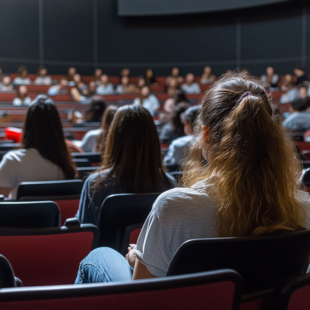 Université, amphithéâtre, étudiants en formation